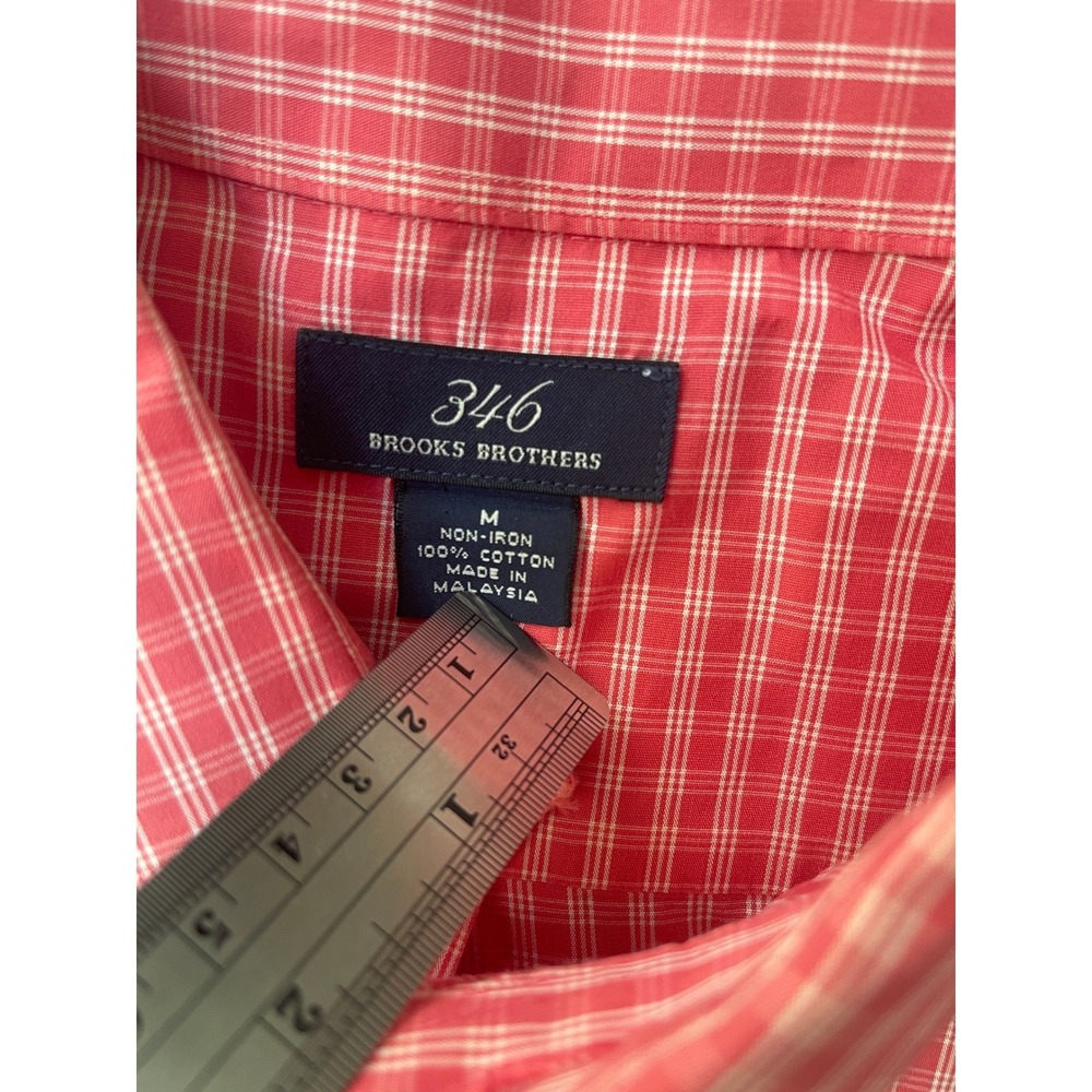 Brooks Brothers 346 Mens Red Gingham Non-Iron Cotton Button Down Shirt Size M - Picture 2 of 7